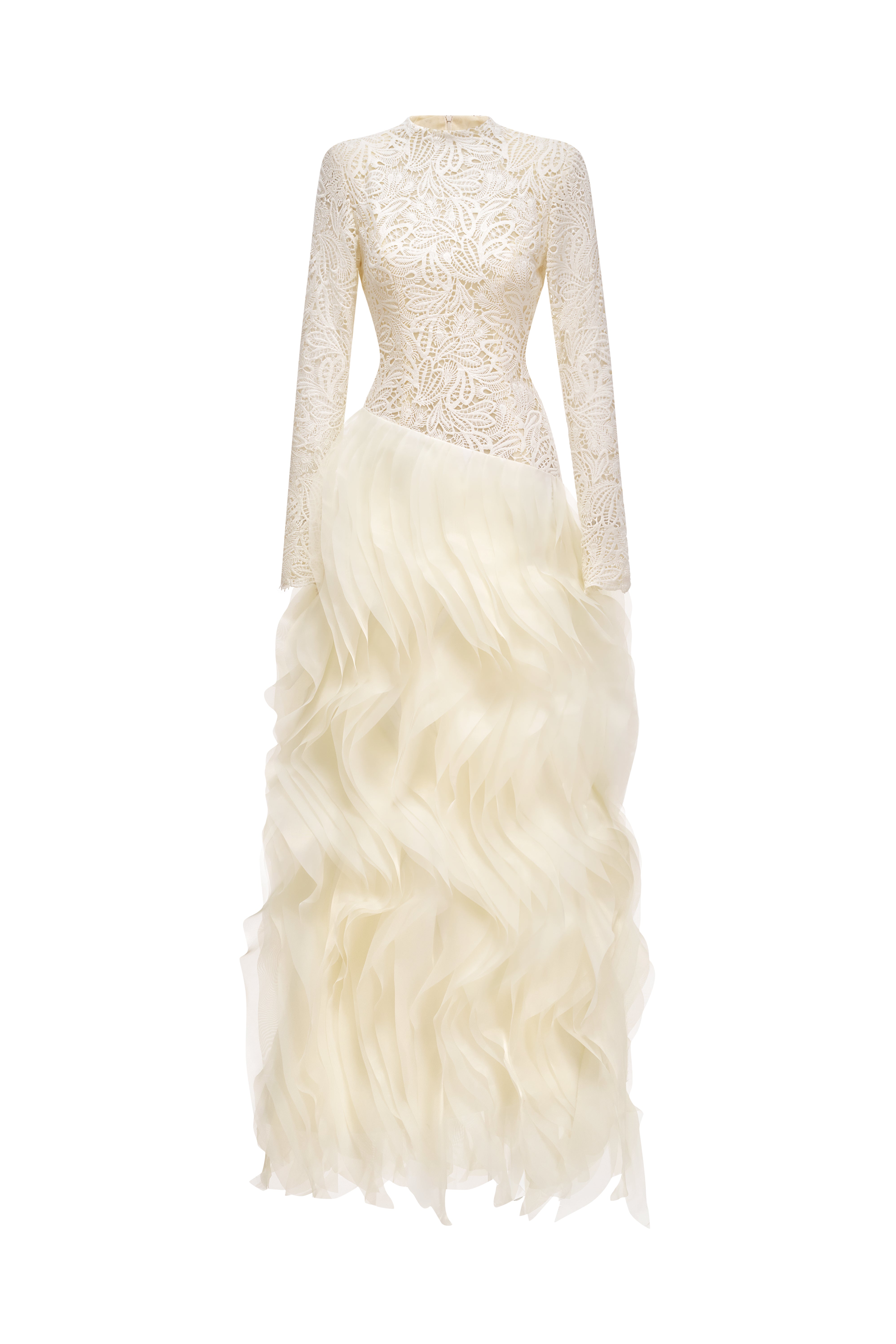 Đầm Maxi Xếp Bèo Organza Elowen Lace