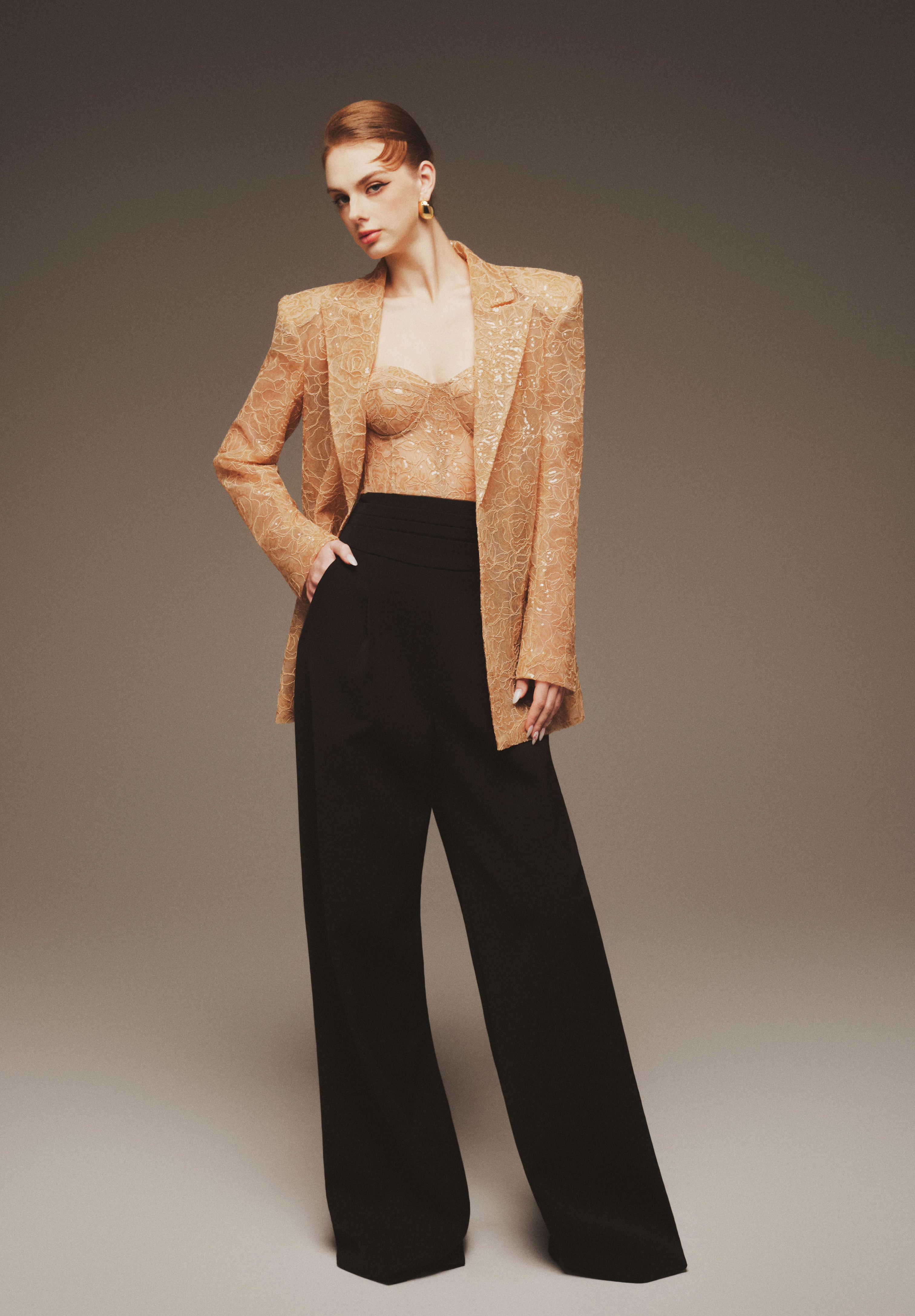 Sequin Bralette & Longline Blazer Set
