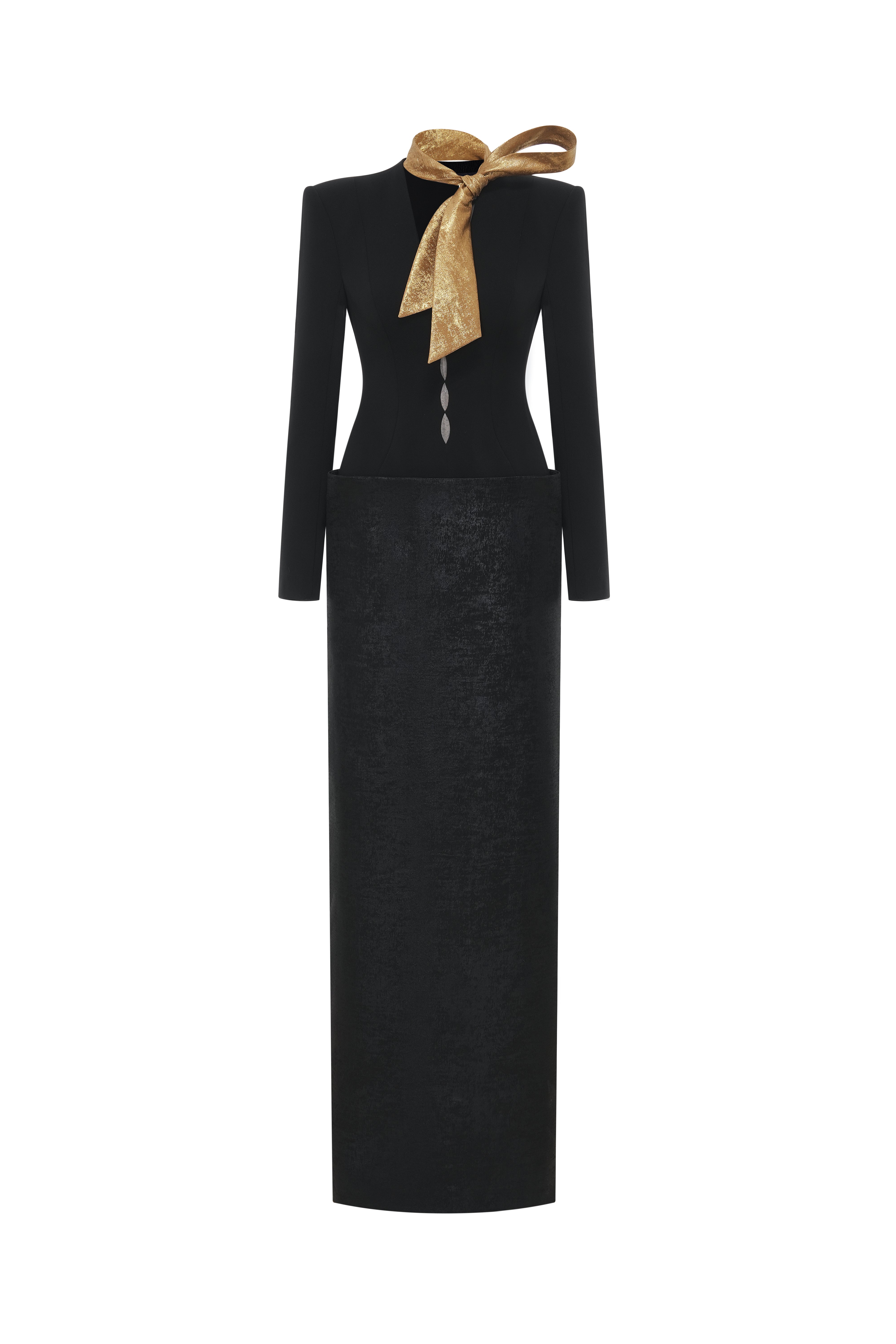 Đầm Maxi Heather Dài Tay Đính Nơ
