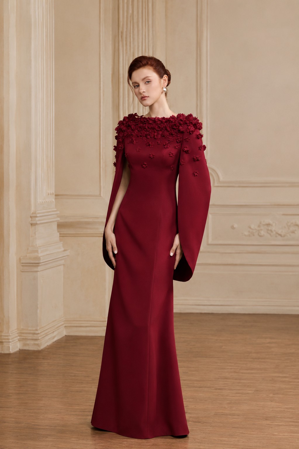 Đầm Maxi Voan Tay Cape Lily