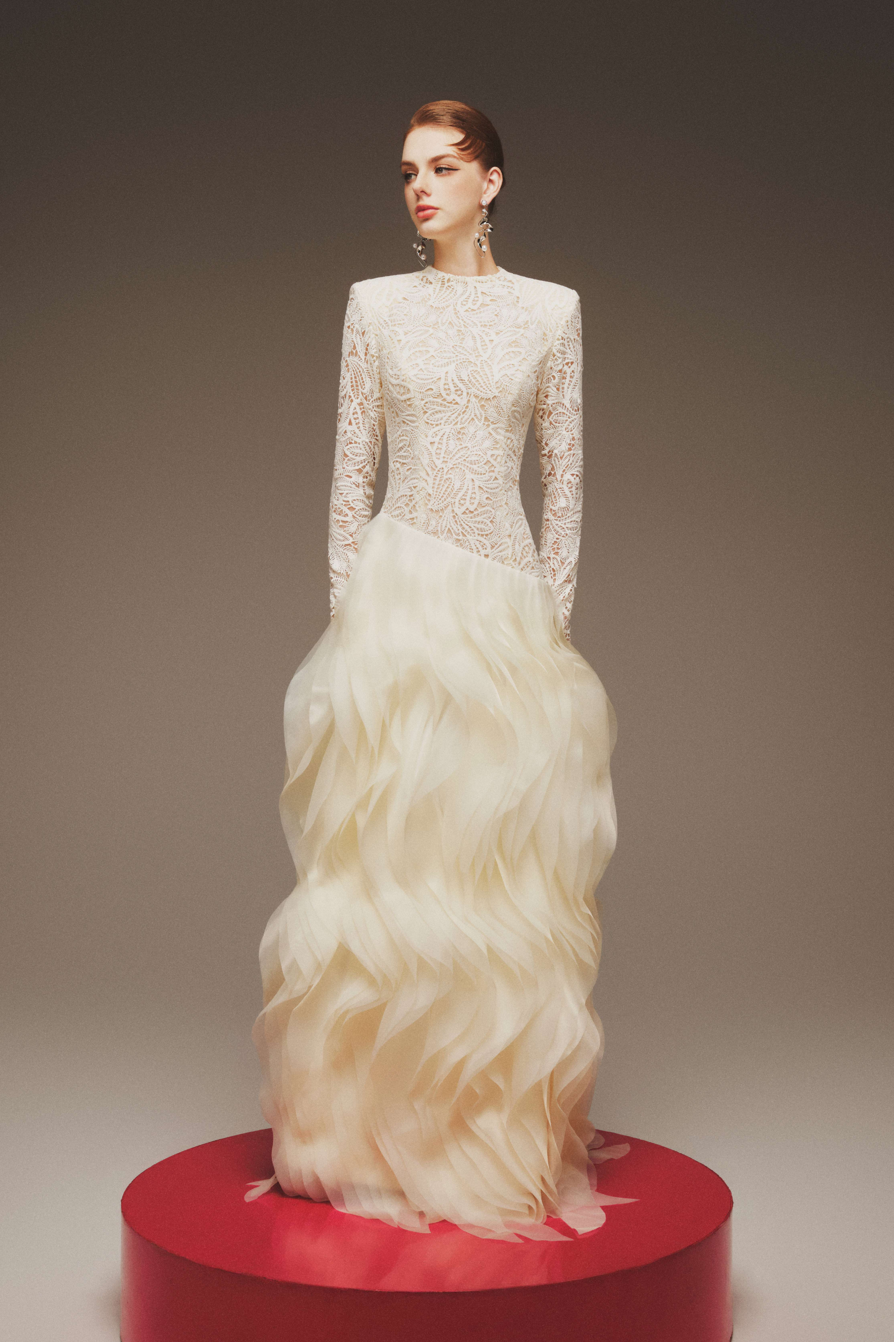 Áo Đầm Hai Dây Bằng Vải Twill & Organza