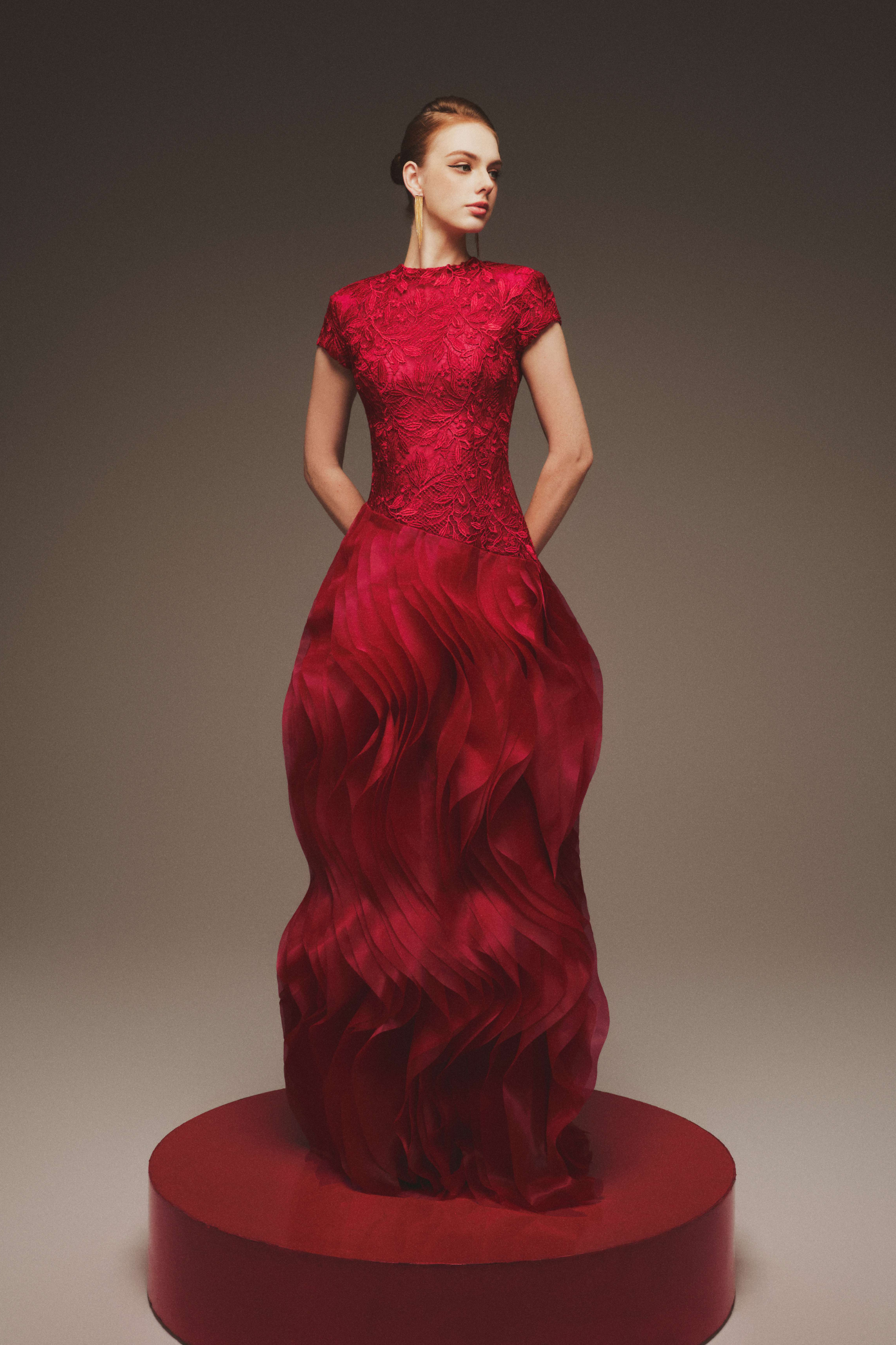 Áo Đầm Hai Dây Bằng Vải Twill & Organza