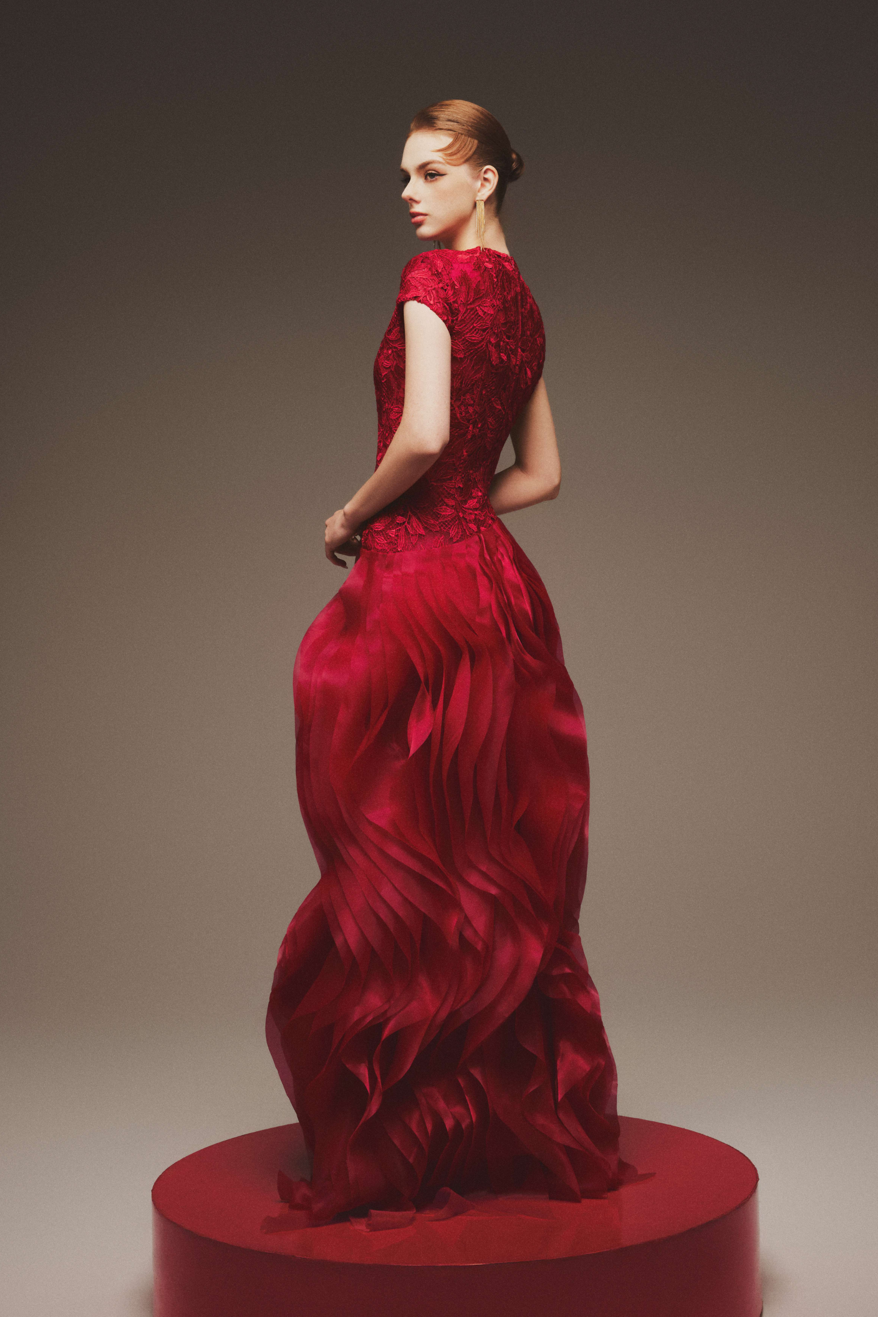 Áo Đầm Hai Dây Bằng Vải Twill & Organza