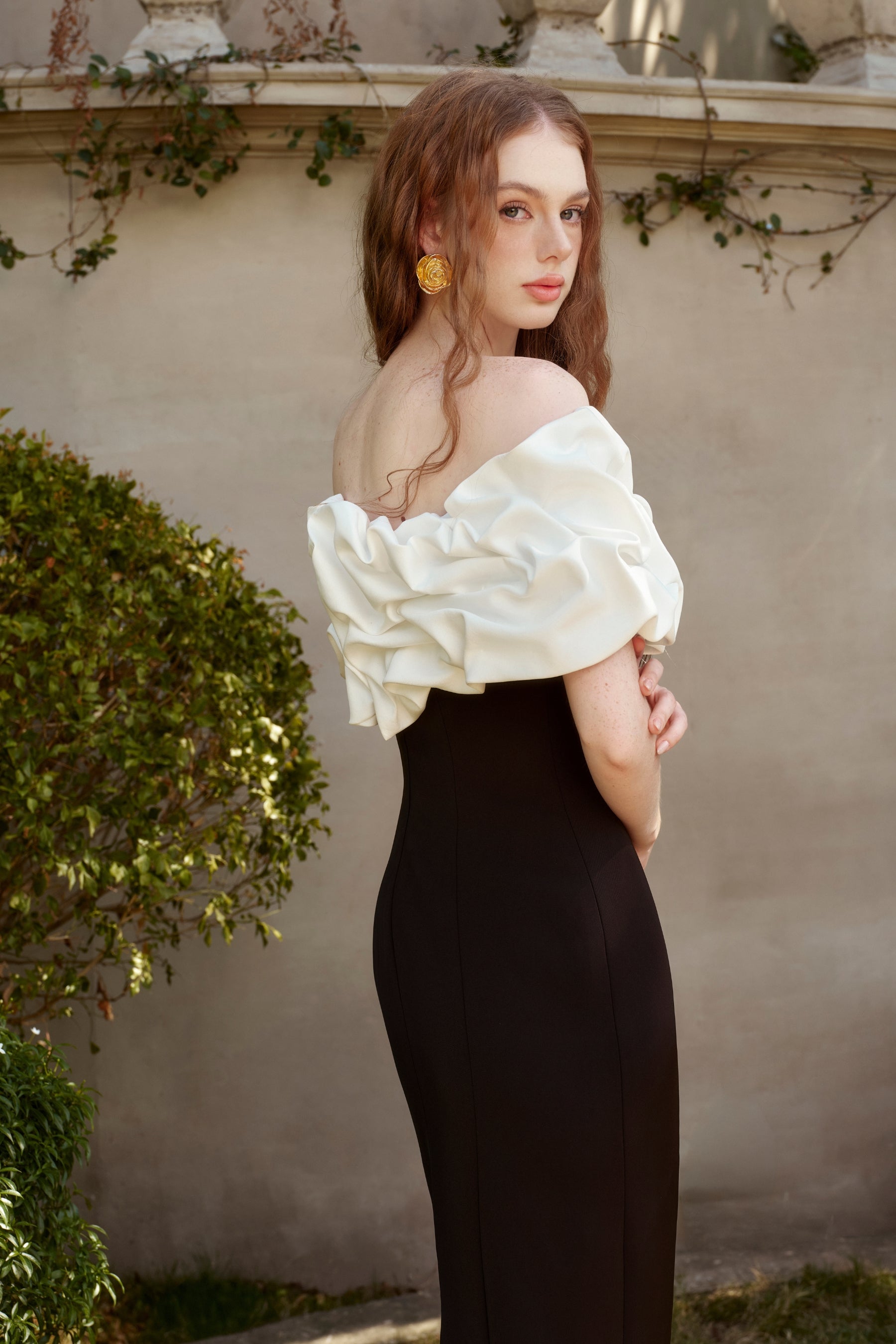 Váy Twill Dáng Ôm Dài Chạm Đất Rose