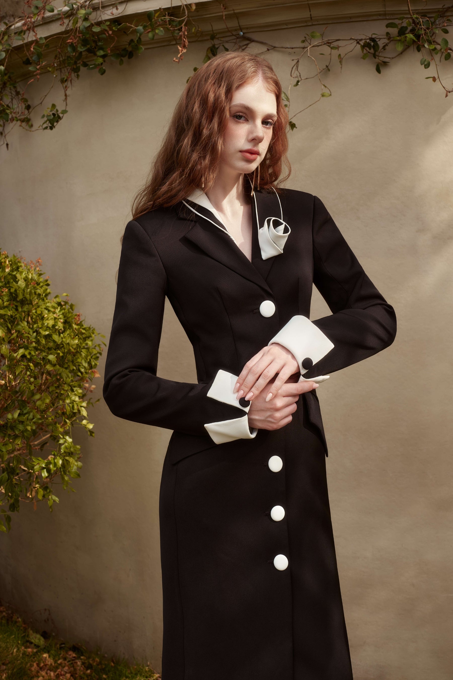 Đầm Midi Twill Một Hàng Cúc Hebe Sheath