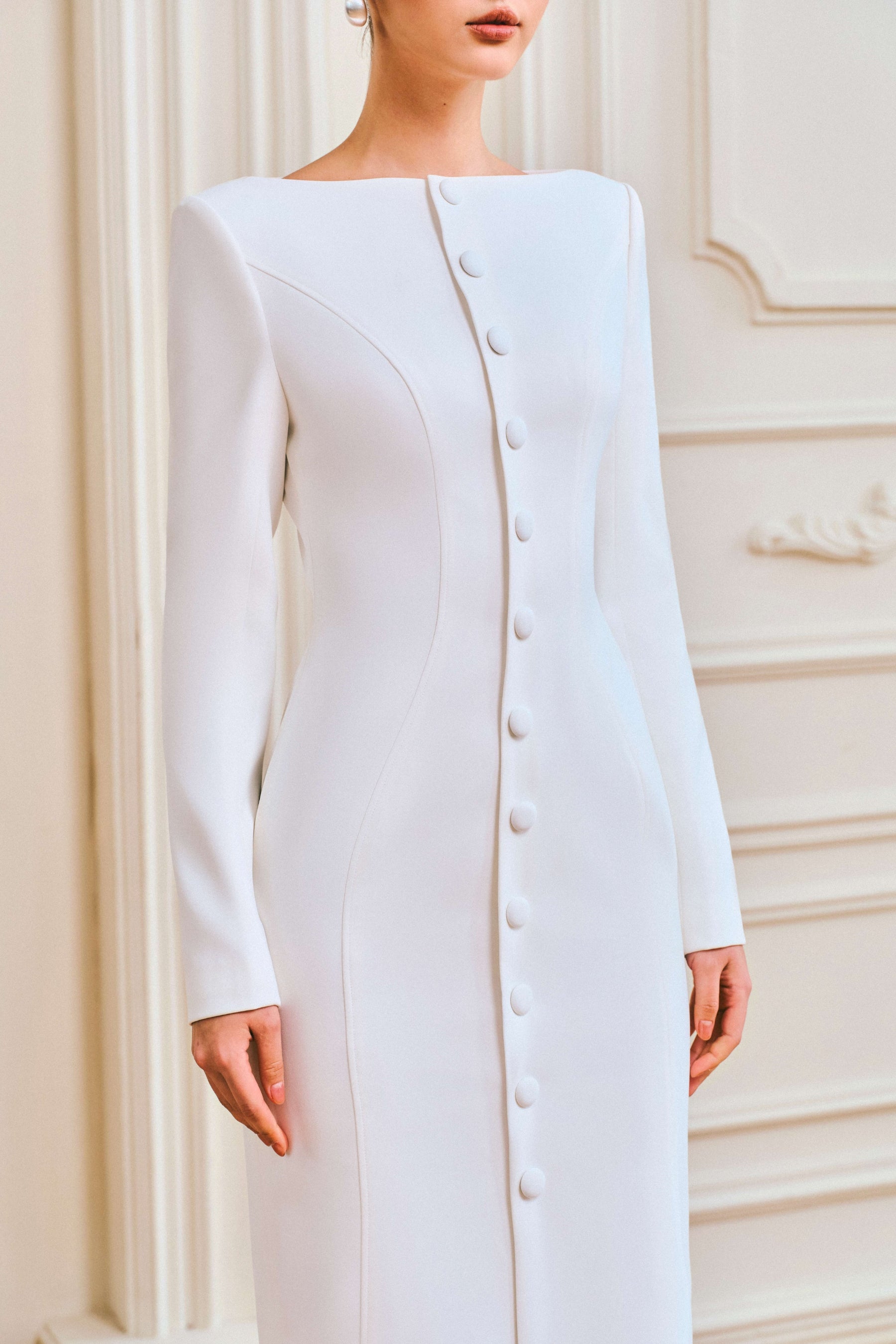 Đầm maxi Chloe cổ thuyền cài nút