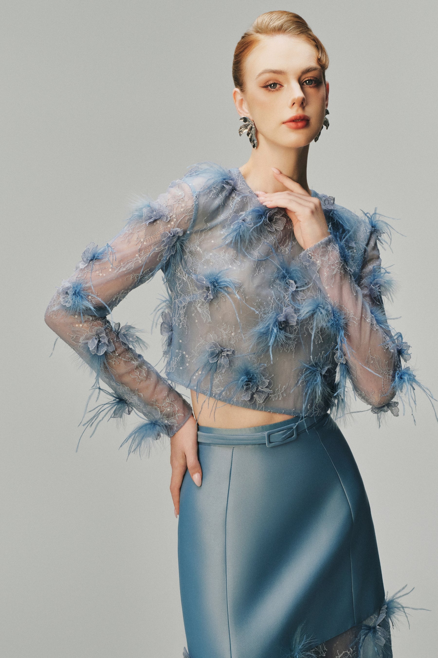 Đầm Maxi Vải Tuyn Thêu Dream Blue