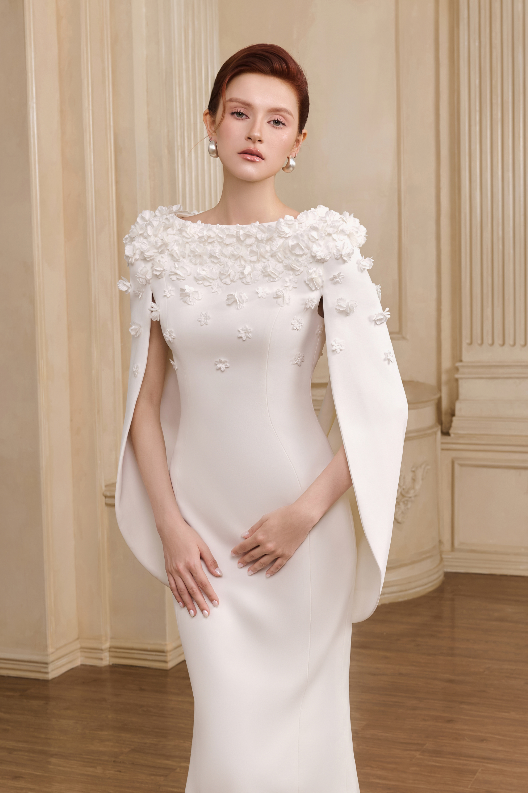 Đầm Maxi Voan Tay Cape Lily