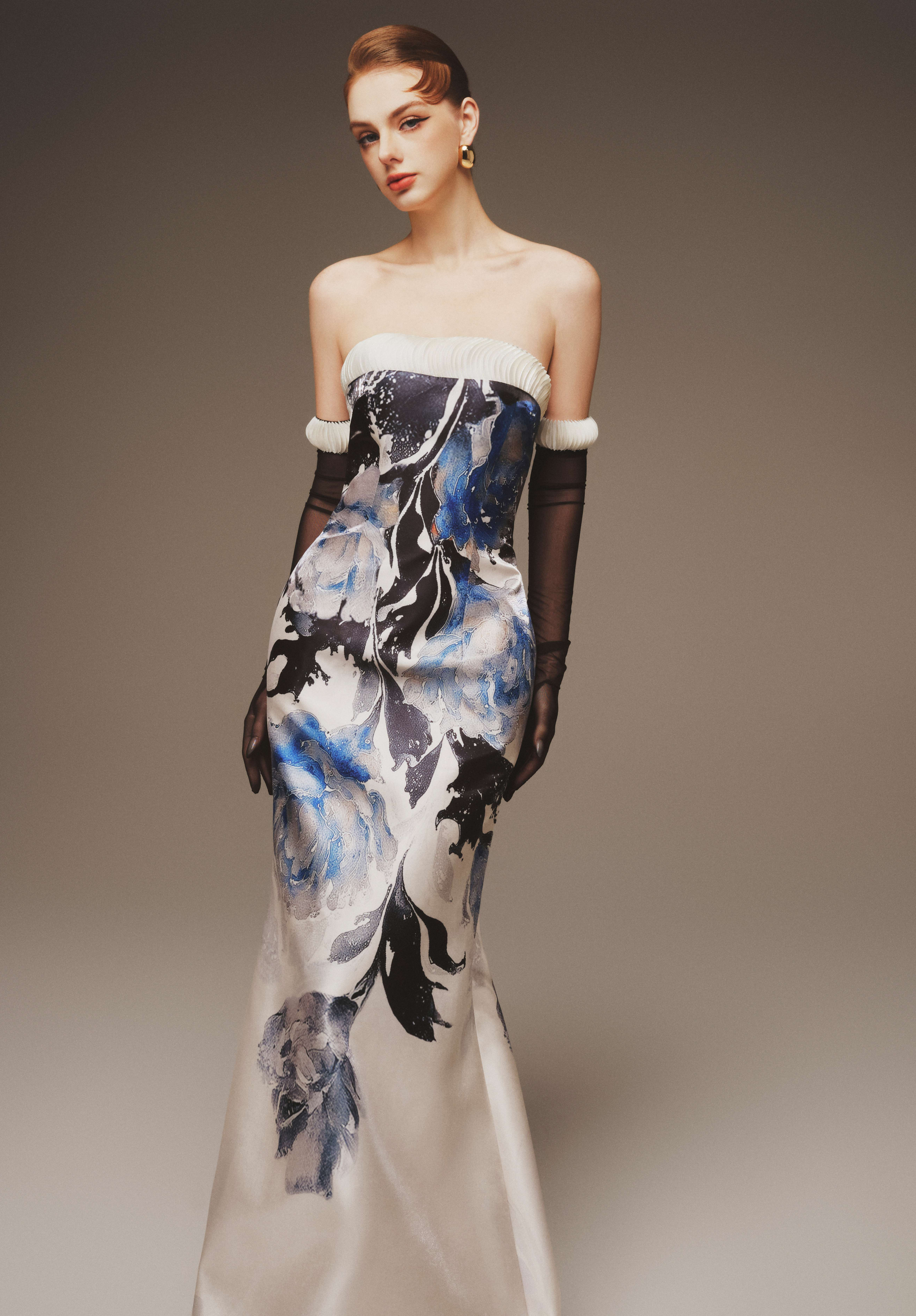 strapless taffeta maxi dress A-line Strapless Taffeta Long Slit Prom Dress with Pleated Bodice Bow  S8311P - Prom Dresses