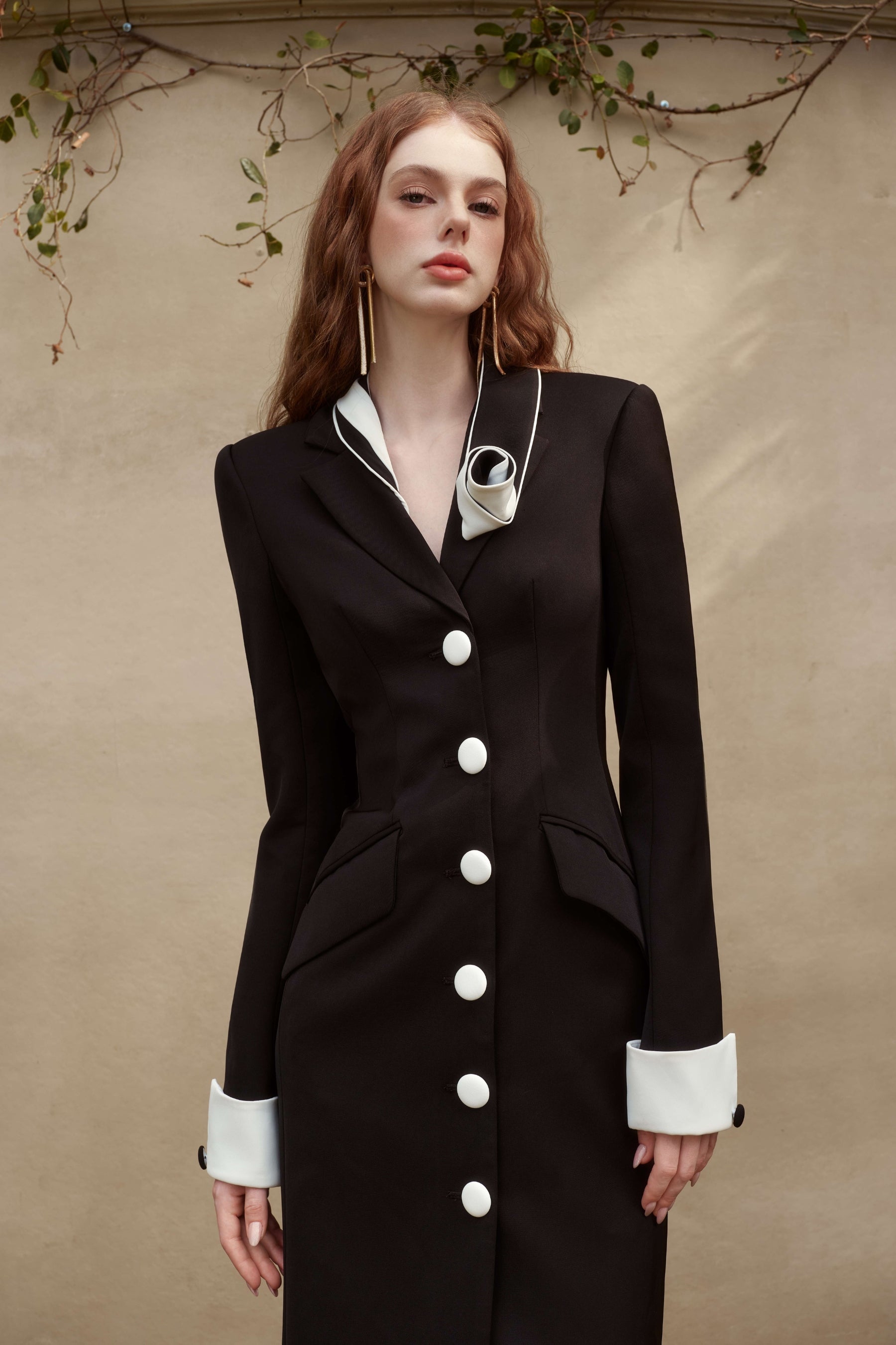 Đầm Midi Twill Một Hàng Cúc Hebe Sheath