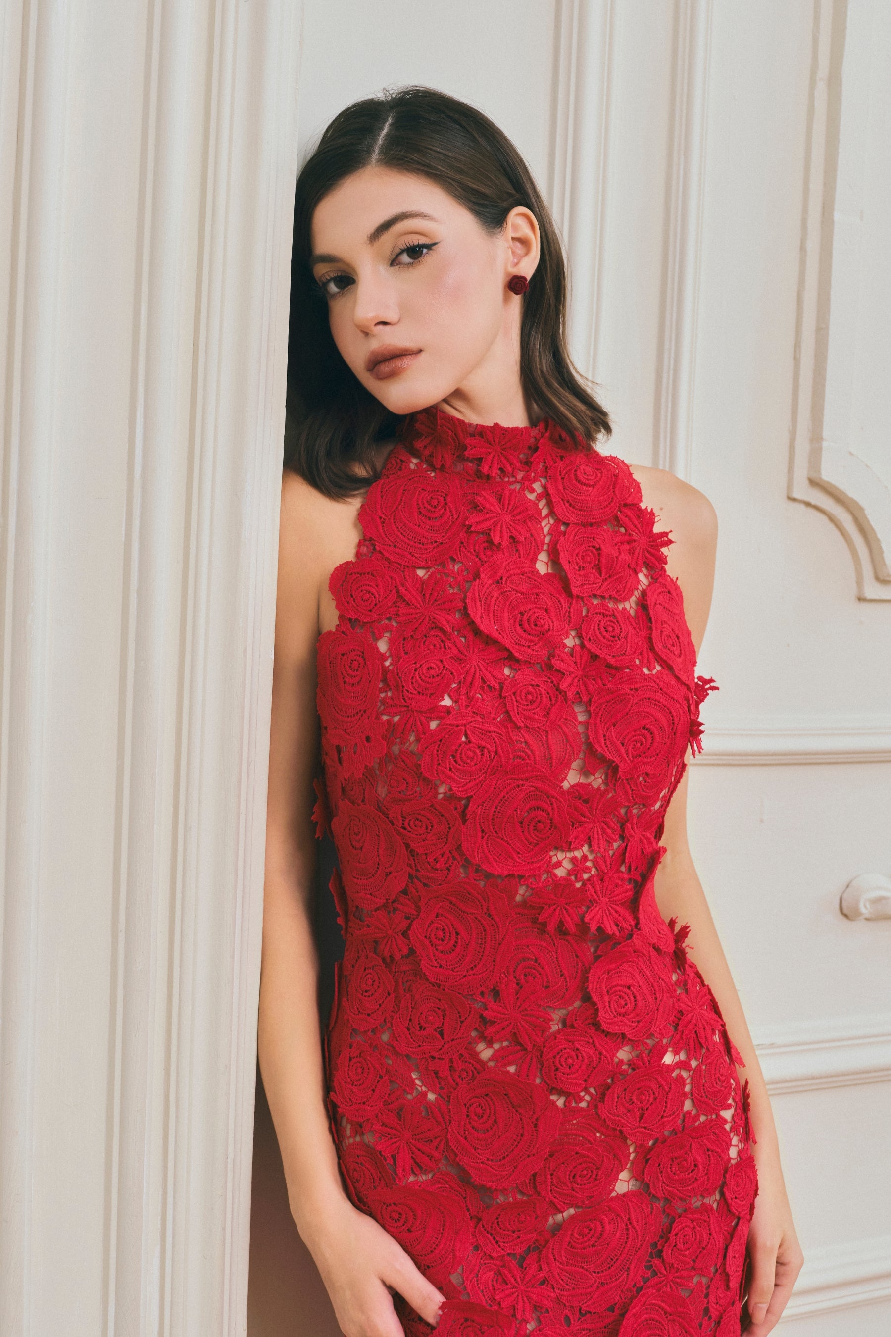 Đầm Maxi Lily Dáng Ôm Không Tay Phối Ren