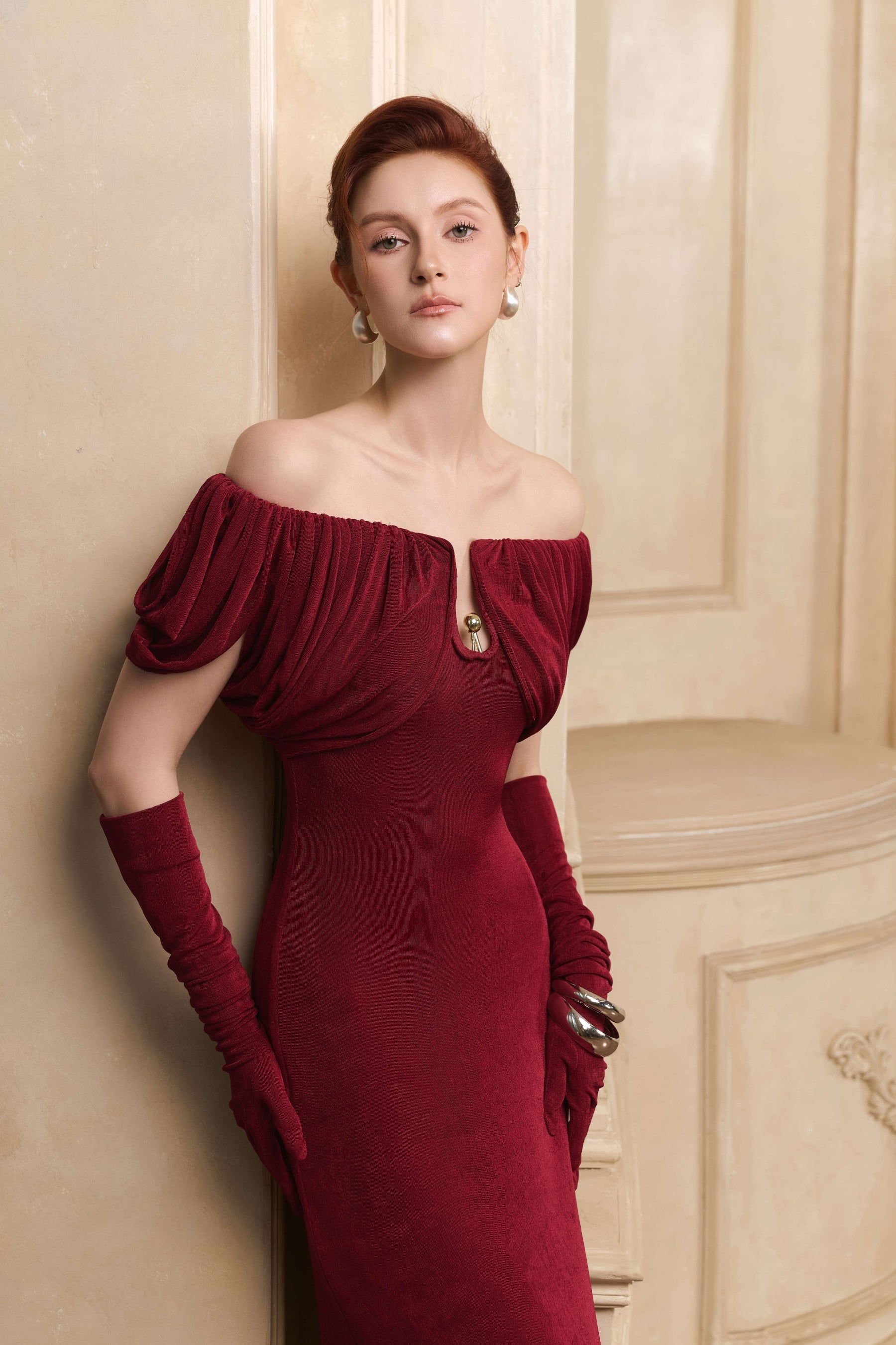 Đầm Maxi Valentine Trễ Vai Dài Chân